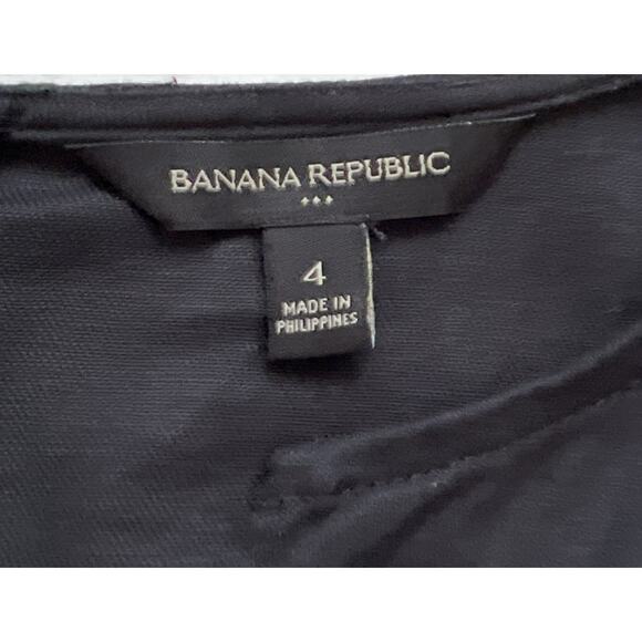 Banana Republic Factory Dress Womens 4 Black Linen Blend Midi Belted Career Work - Picture 3 of 11
